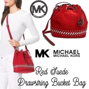 MK Michael Kors Jules Red Suede Satchel Rare Bag